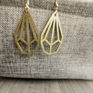 Wooden Gem Earrings (gold)